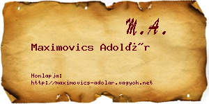 Maximovics Adolár névjegykártya